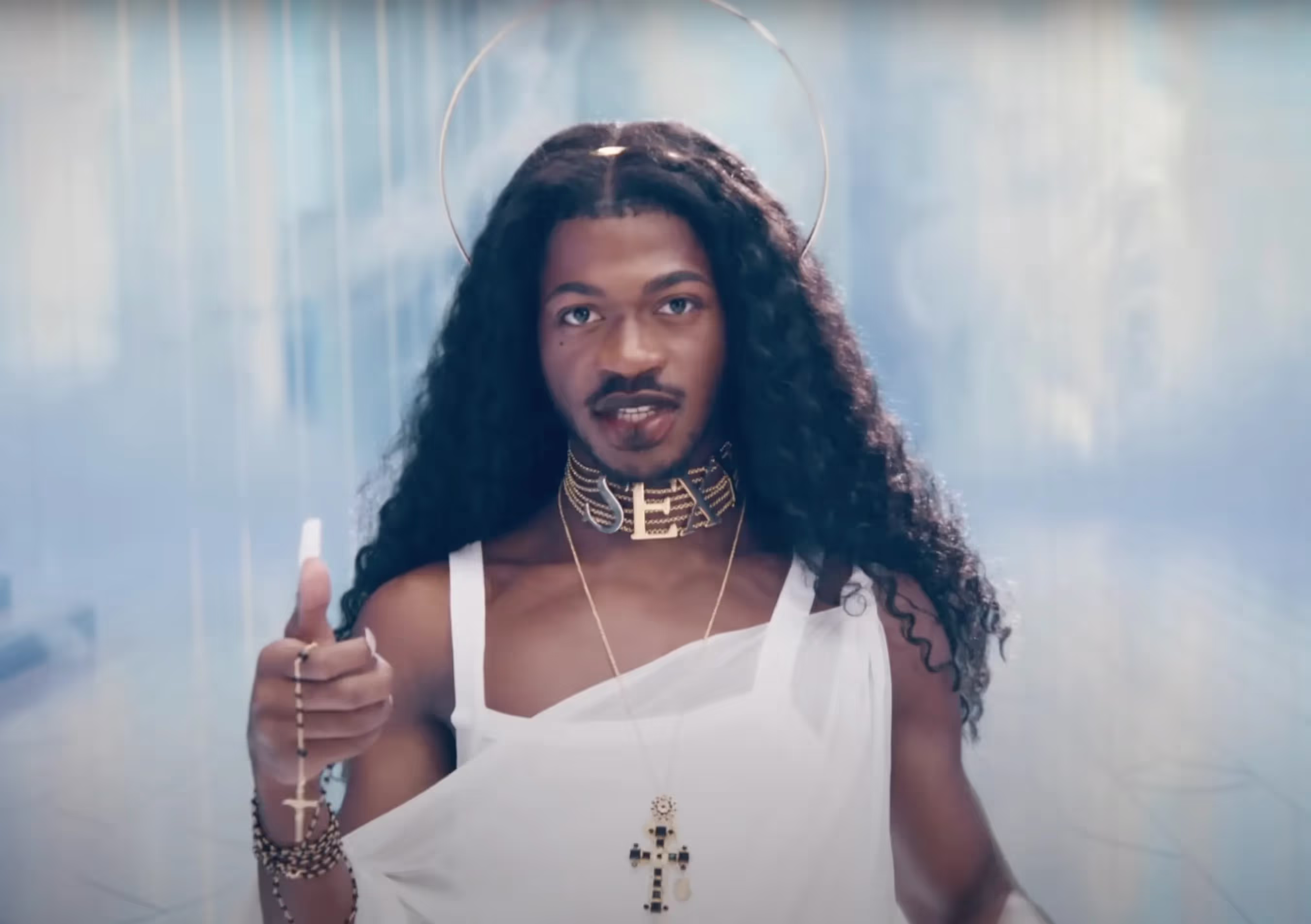 Lil Nas X dressed as Jesus Christ in 'J christ' music video