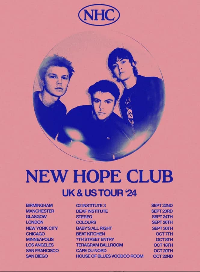 New Hope Club, UK & US Tour '24, official poster