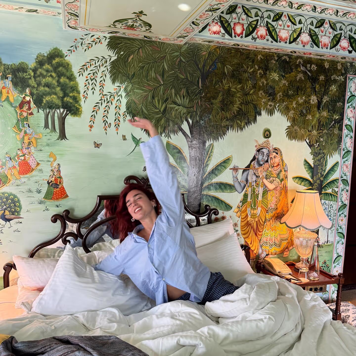Dua Lipa wakes up in Umaid Bhawan Palace